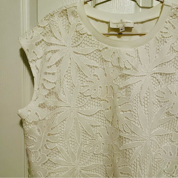 Corey Lynn Calter White Lace Sleeveless Blouse NWOT - Picture 4 of 6